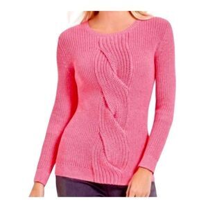 Talbots Chunky Sweater with Center Twist Detail in Pink Heather Women’s M